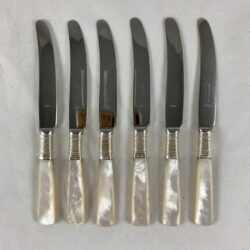 Marhill of New York Mother of Pearl and Sterling Silver Spreaders, a Set of Six